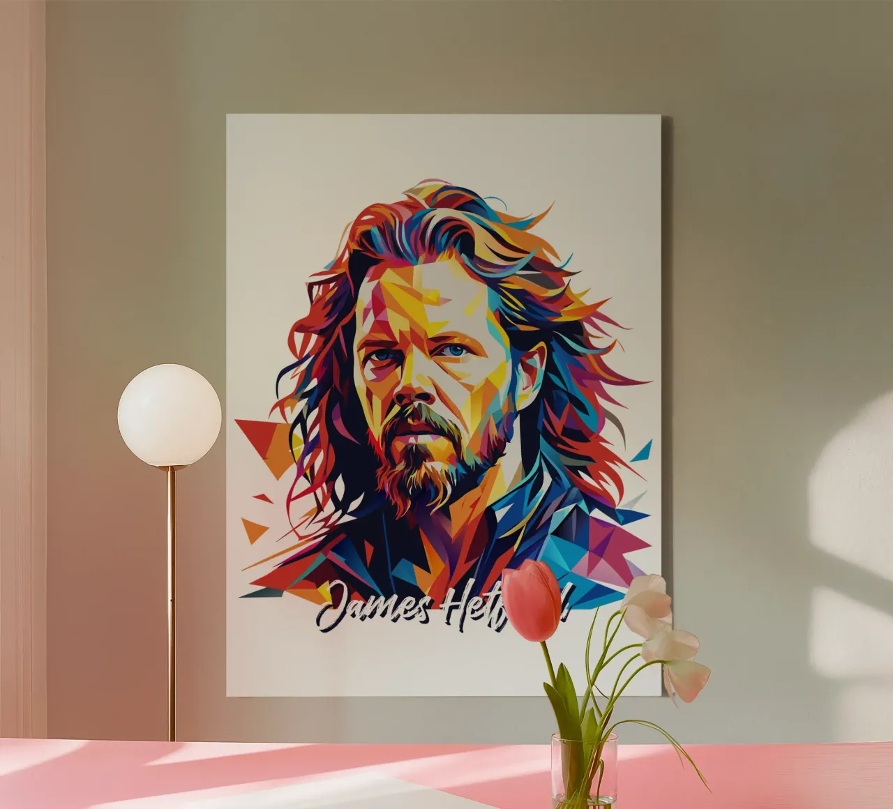 James Hetfield Ritratto Wpap Pop Art tela con Cornice a cassetta da vectorartnesia