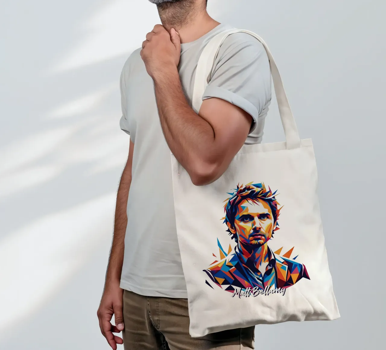 Matt Bellamy Ritratto Wpap Pop ARt borsa in juta da vectorartnesia