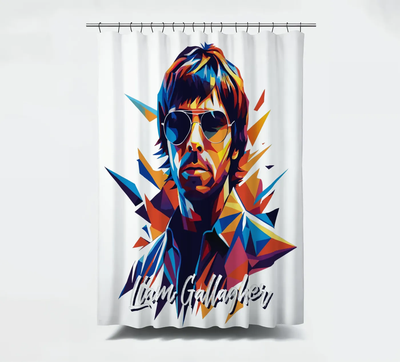 Liam Gallagher douchegordijn van vectorartnesia