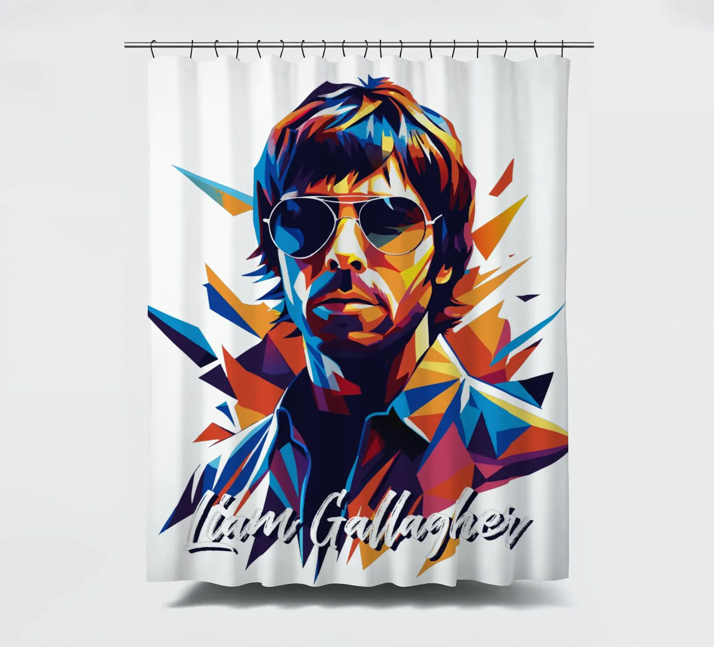 Liam Gallagher douchegordijn van vectorartnesia