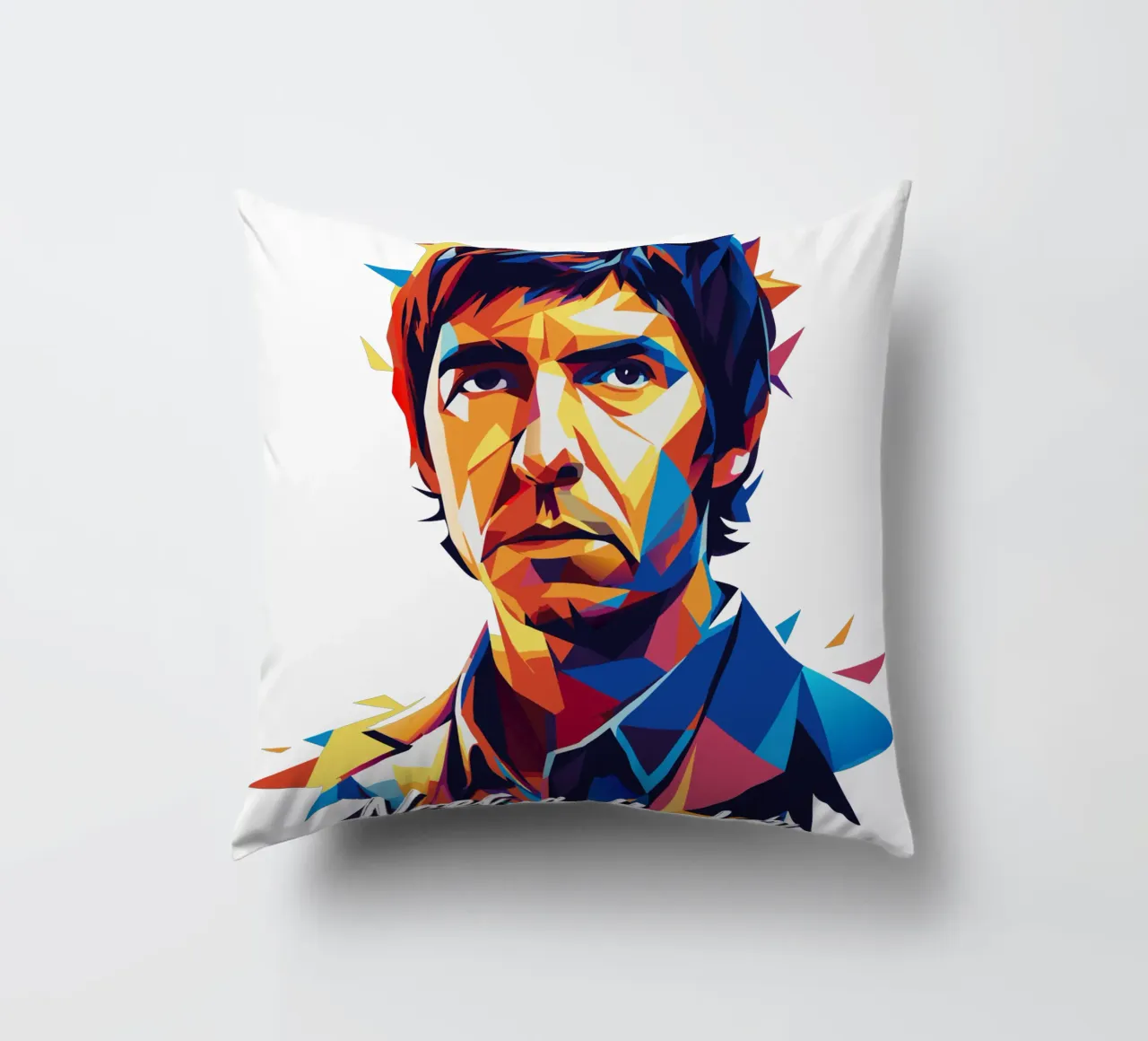 Noel Gallagher decorative cushion by vectorartnesia