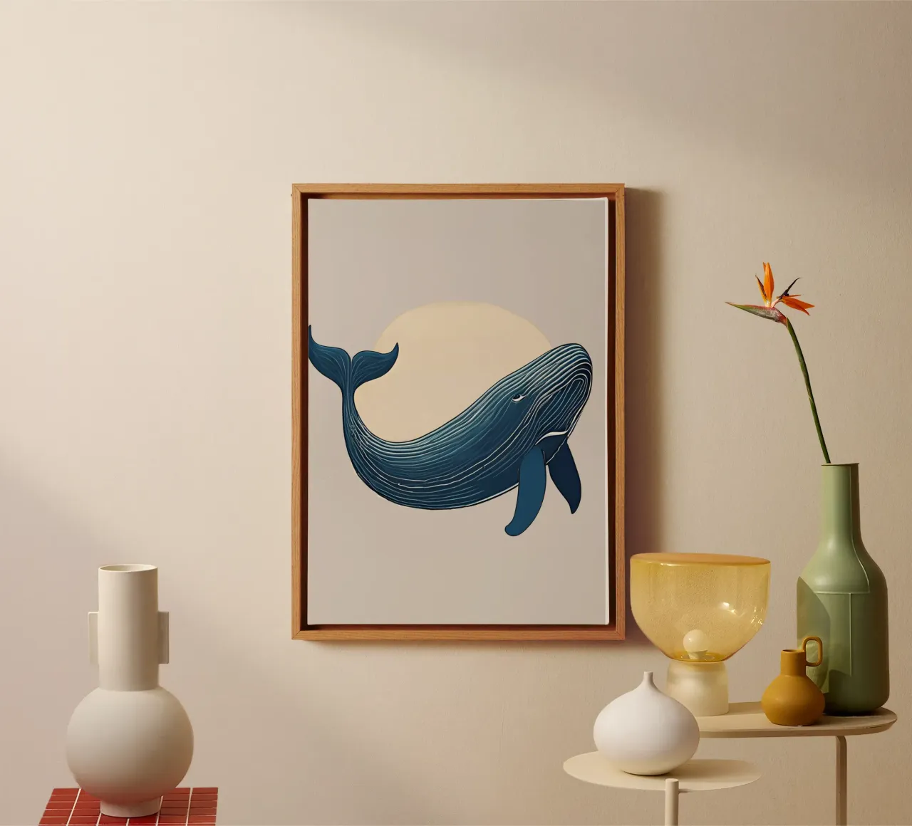 Walvis van Verwondering canvas met Baklijst van Doodle Dreams Art