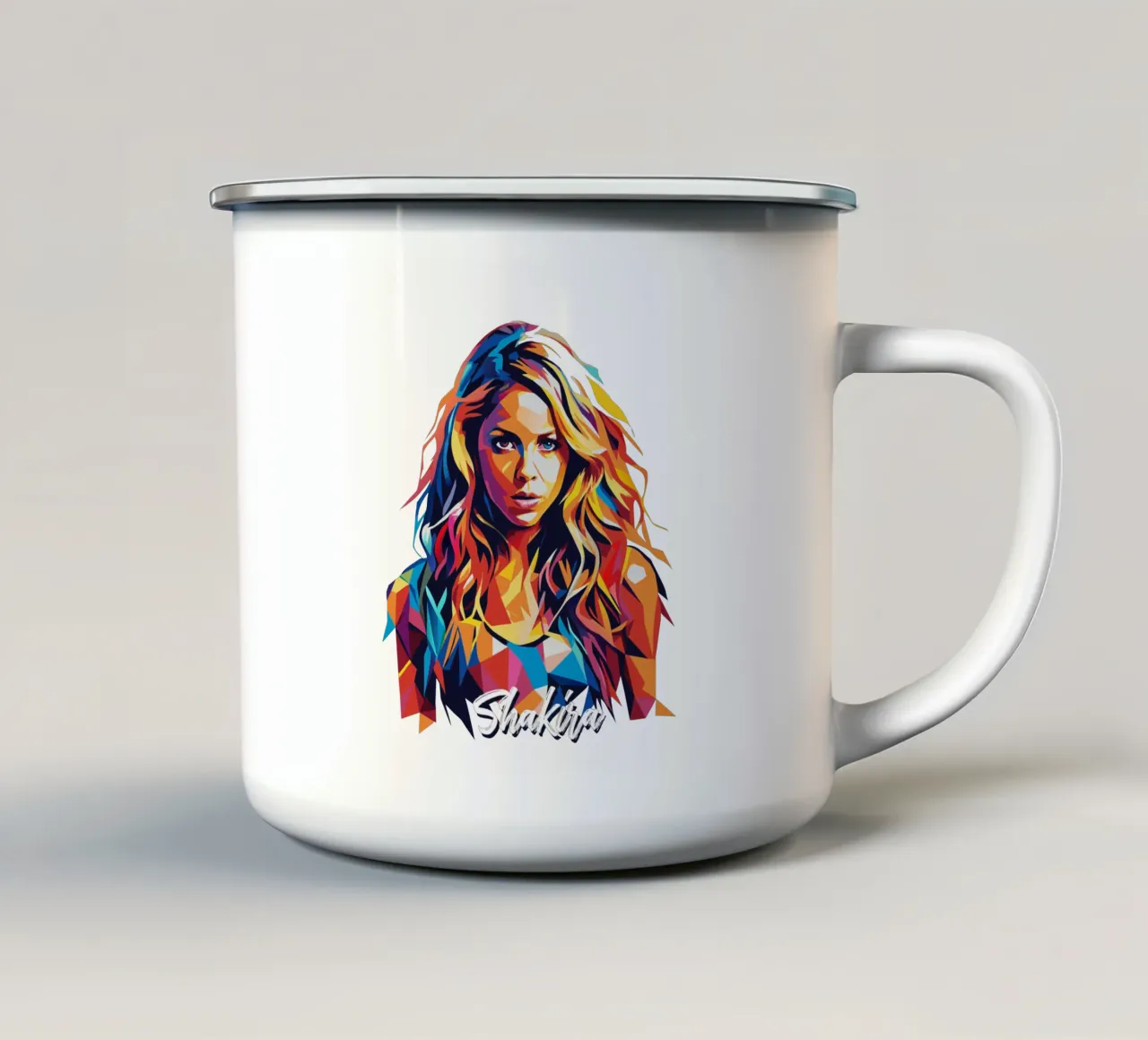 Shakira Portrait Pop Art tazza in smalto da vectorartnesia