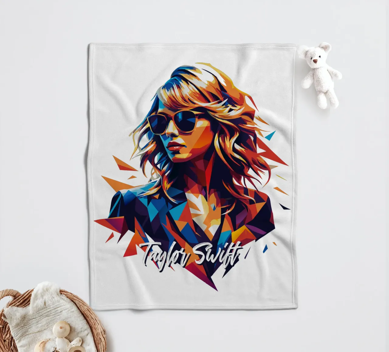 Ritratto di Taylor Swift Pop Art coperta in pile da vectorartnesia