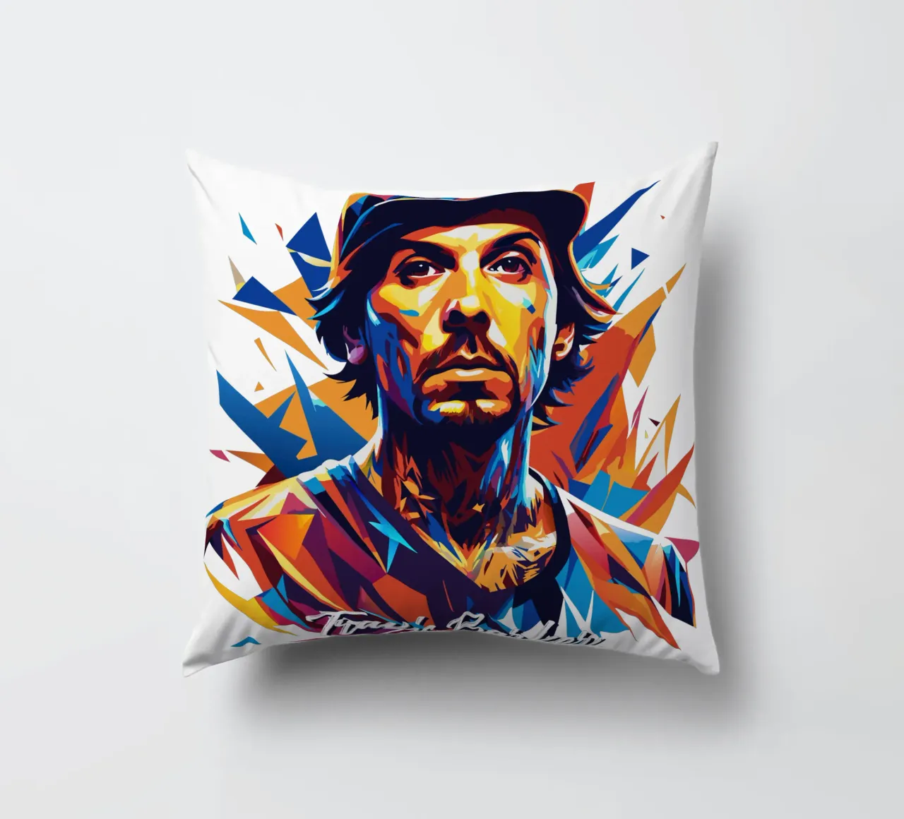 Travis Barker Ritratto Pop Art cuscino da vectorartnesia