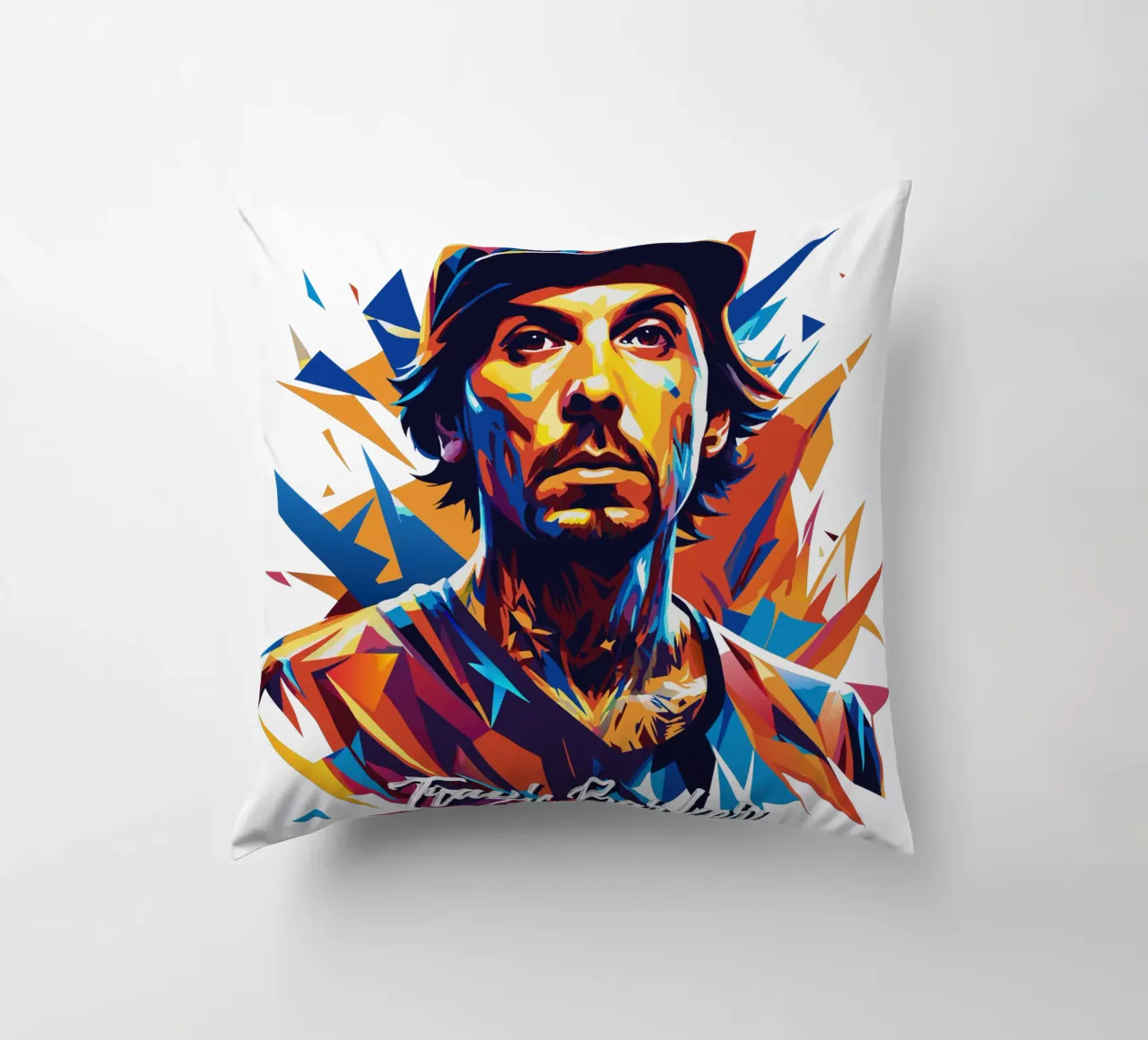 Travis Barker Ritratto Pop Art cuscino da vectorartnesia