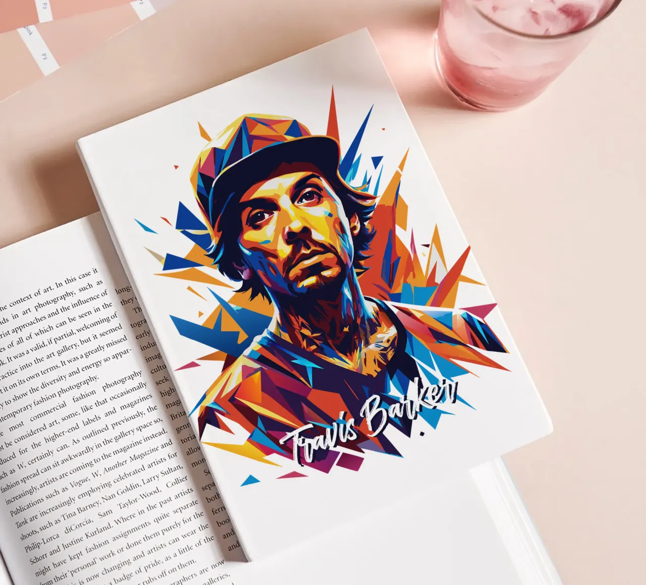 Travis Barker Portrait Pop Art notebook by vectorartnesia