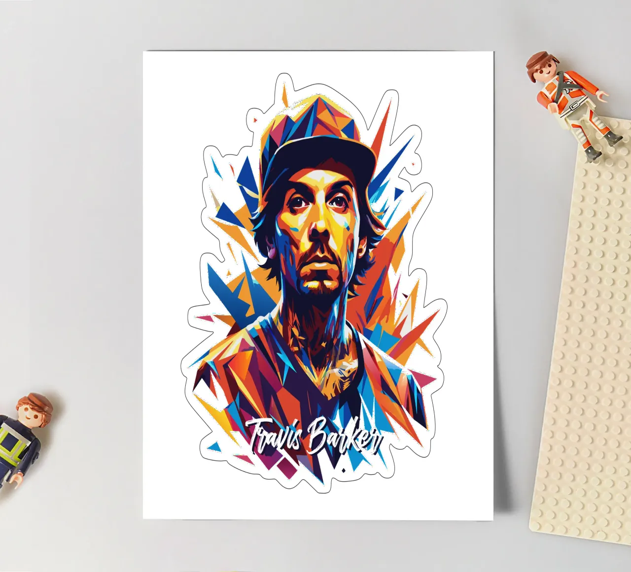 Travis Barker Portrait Pop Art sticker sheet by vectorartnesia