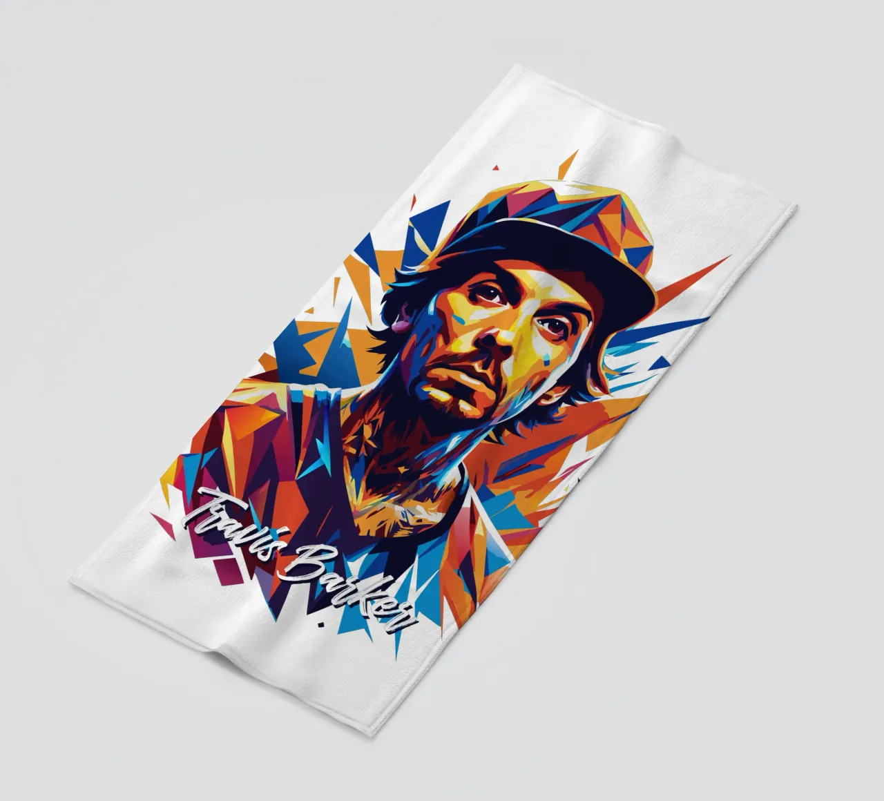 Travis Barker Ritratto Pop Art telo mare da vectorartnesia