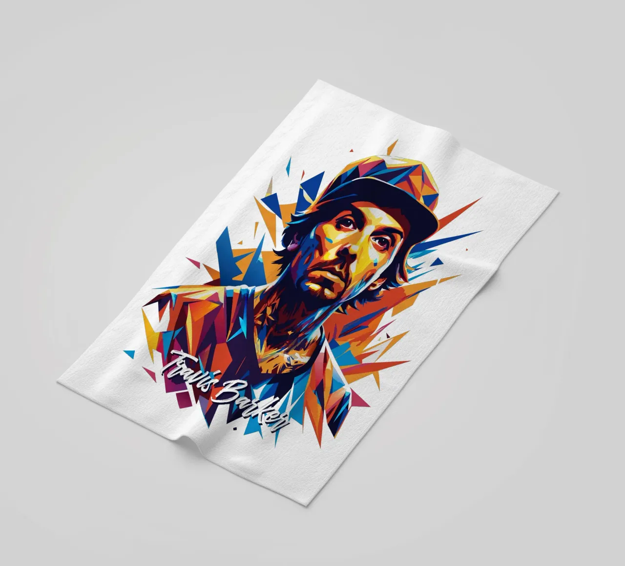 Travis Barker Ritratto Pop Art telo mare da vectorartnesia