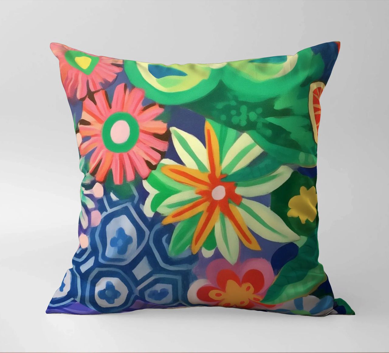 Dancing flower colours decorative cushion by Carinaprint
