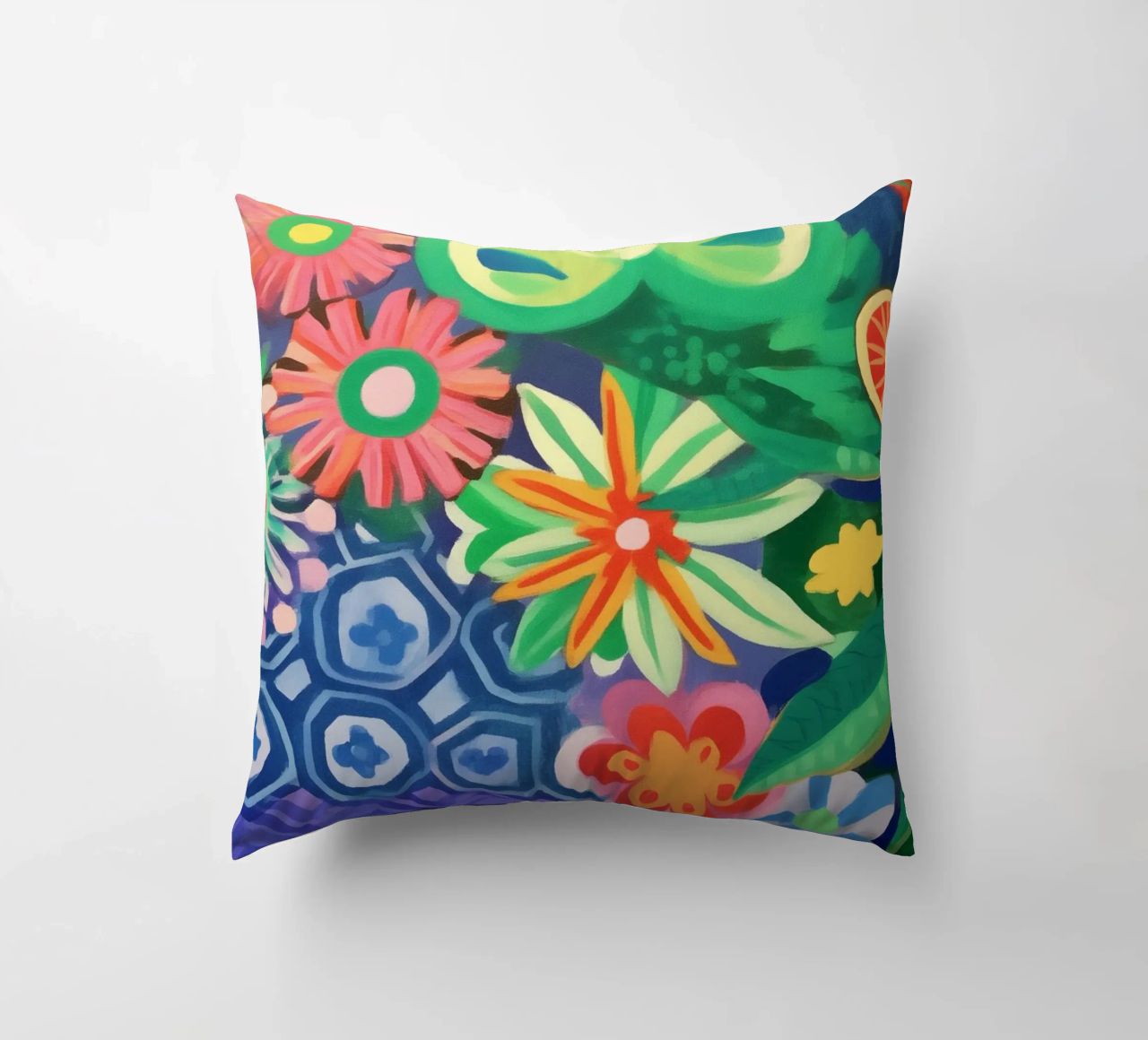 Dancing flower colours decorative cushion by Carinaprint