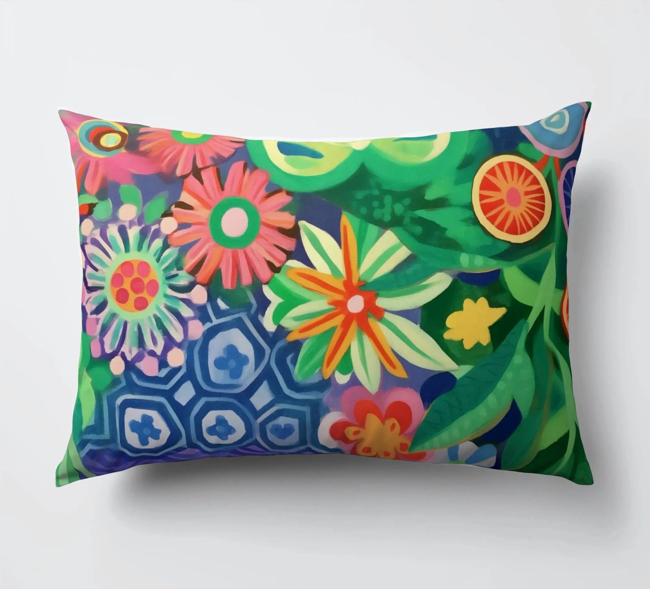 Dancing flower colours decorative cushion by Carinaprint