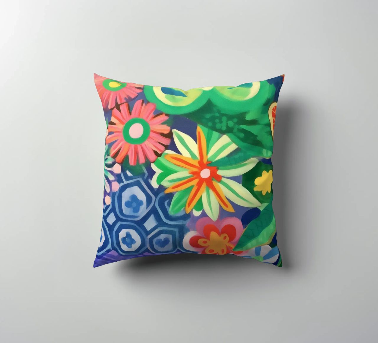 Dancing flower colours decorative cushion by Carinaprint