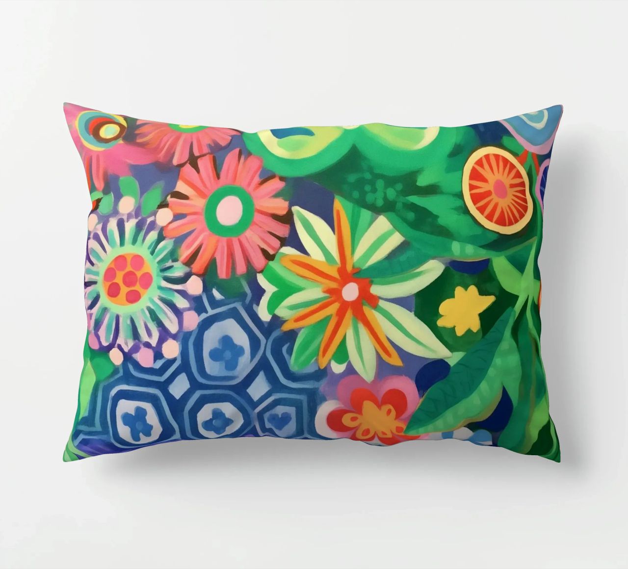 Dancing flower colours decorative cushion by Carinaprint