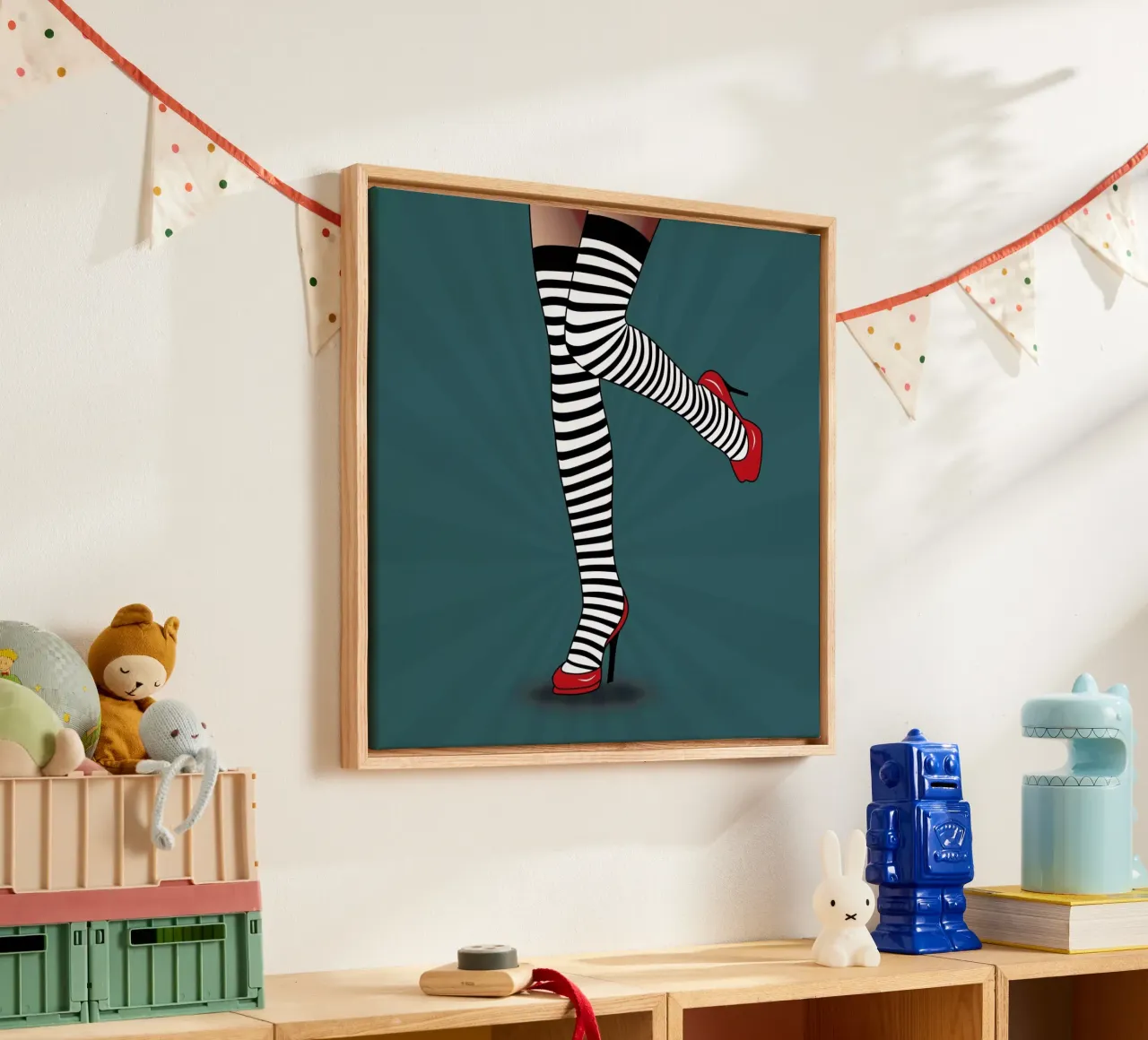 Feet with striped tights 2 canvas met Baklijst van Mark Ashkenazi