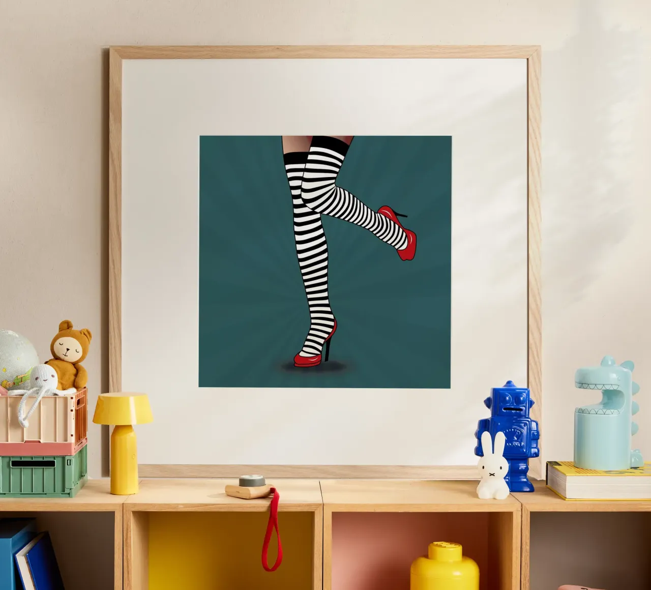 Feet with striped tights 2 poster con telaio in alluminio da Mark Ashkenazi