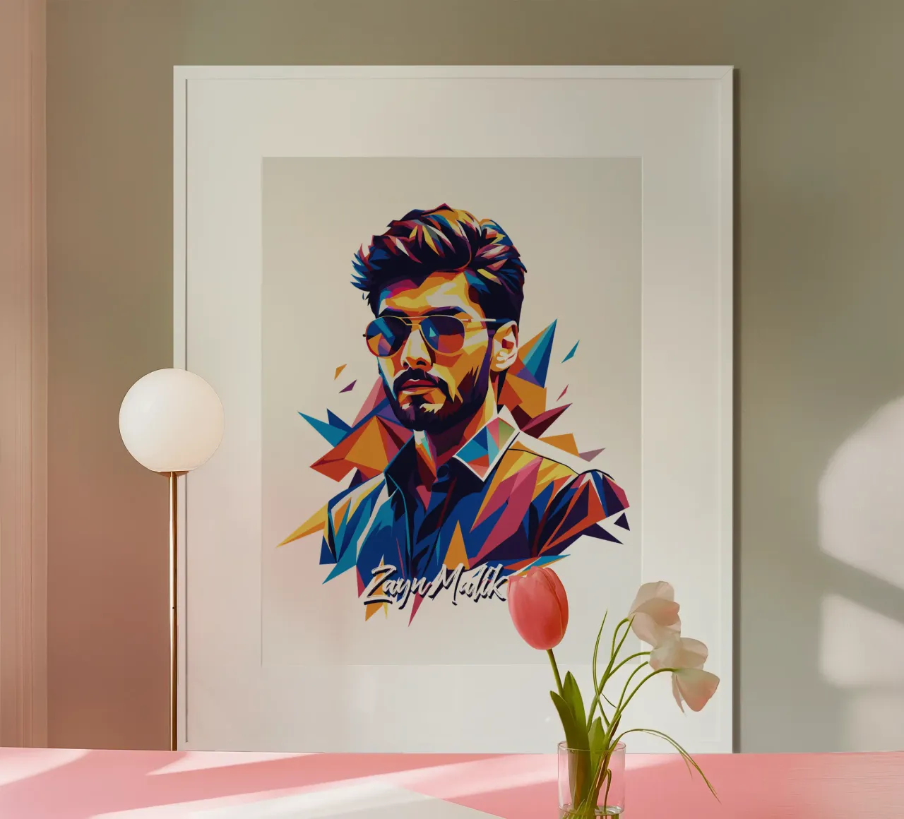 Zayn Malik Ritratto Pop Art poster con telaio in legno da vectorartnesia