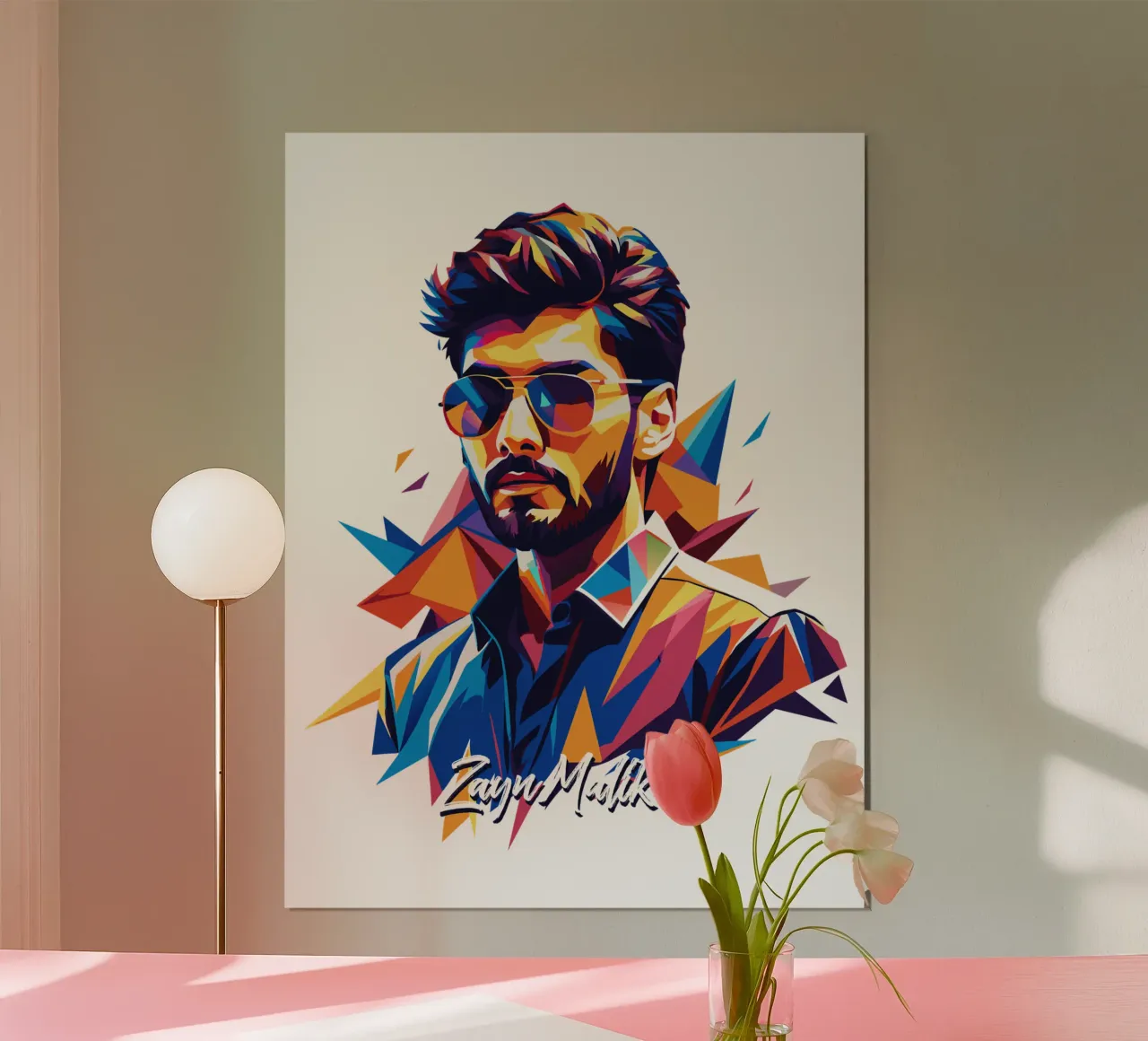 Zayn Malik Ritratto Pop Art poster con telaio in legno da vectorartnesia