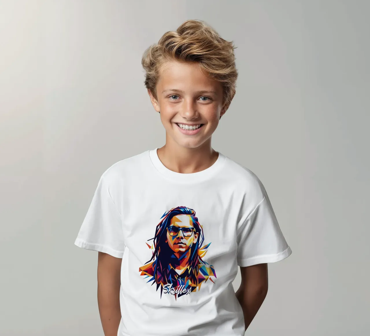 Skrillex Pop Art Portrait kids t-shirt by vectorartnesia