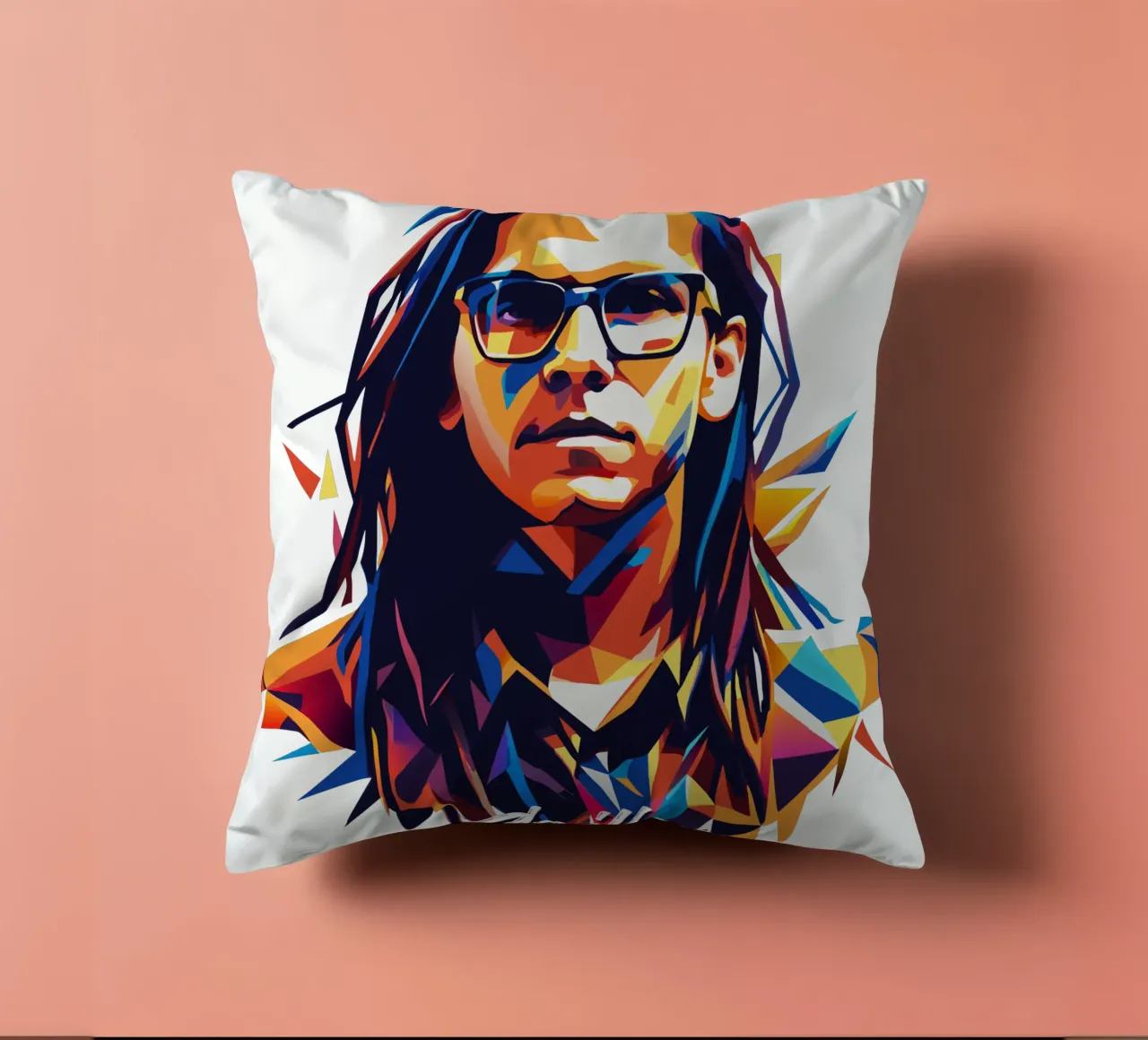 Ritratto pop art di Skrillex cuscino da vectorartnesia