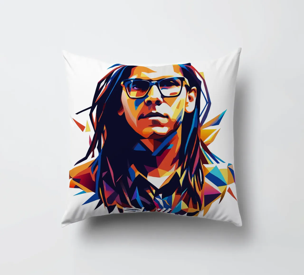 Ritratto pop art di Skrillex cuscino da vectorartnesia