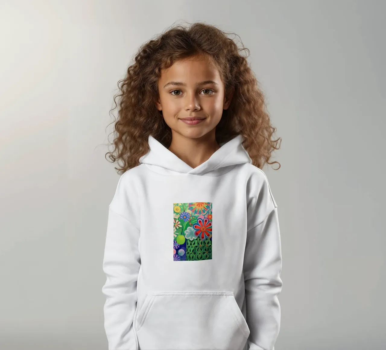 Colourful floral rush kids hoodie by Carinaprint