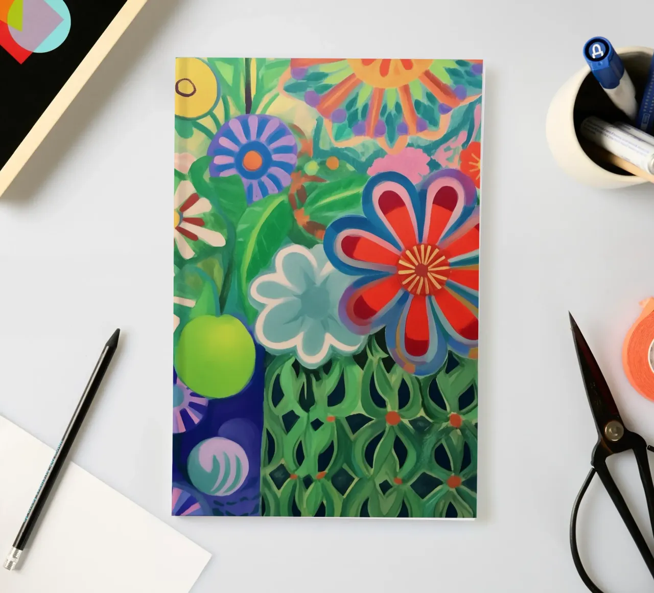 Colourful floral rush notebook by Carinaprint