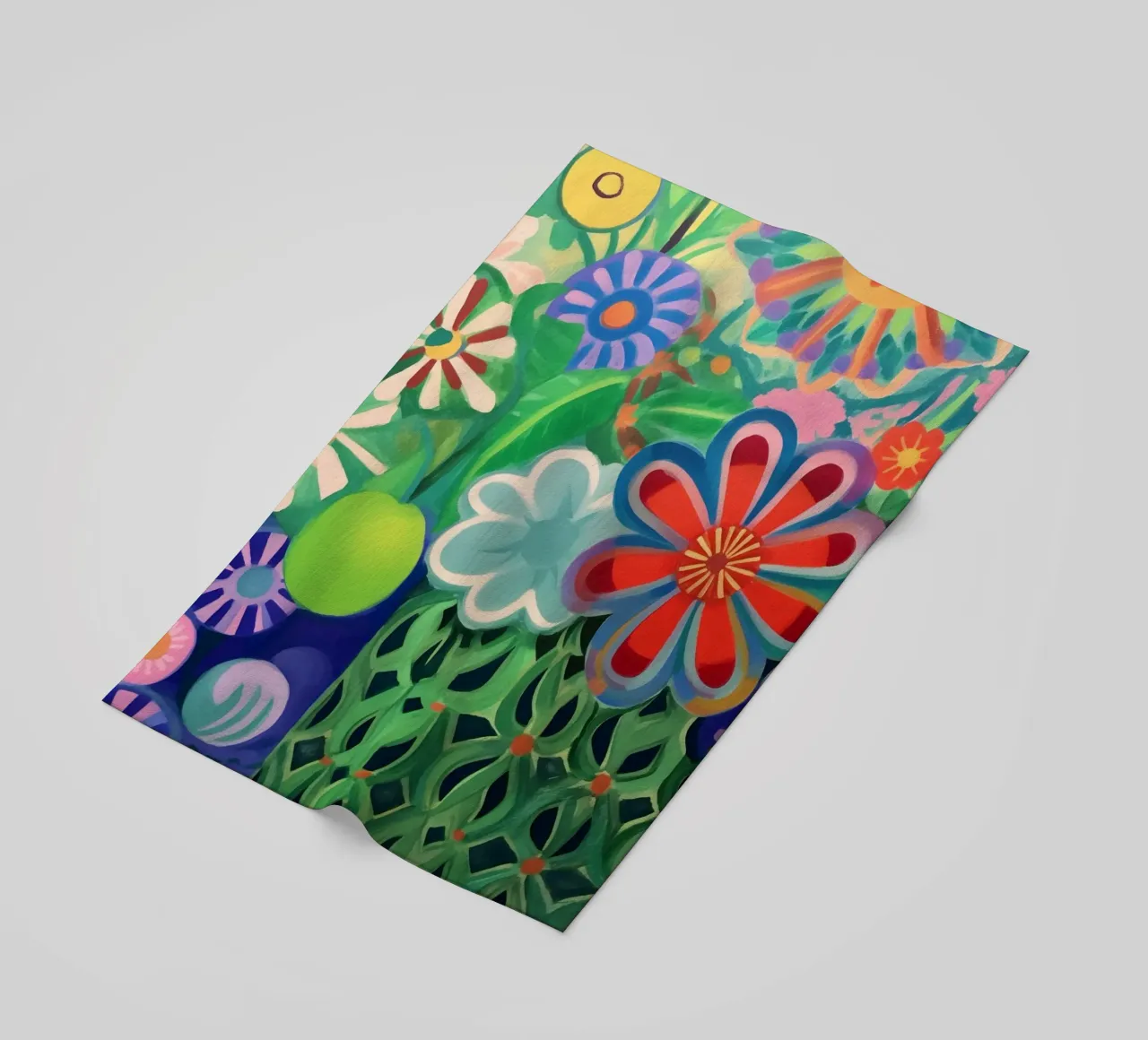 Colourful floral rush beach towel by Carinaprint