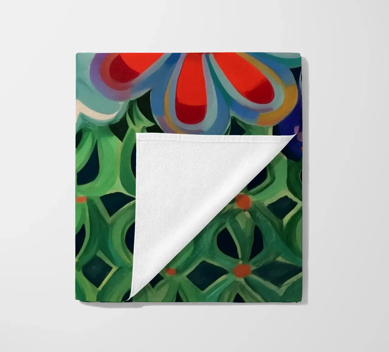 Colourful floral rush beach towel by Carinaprint