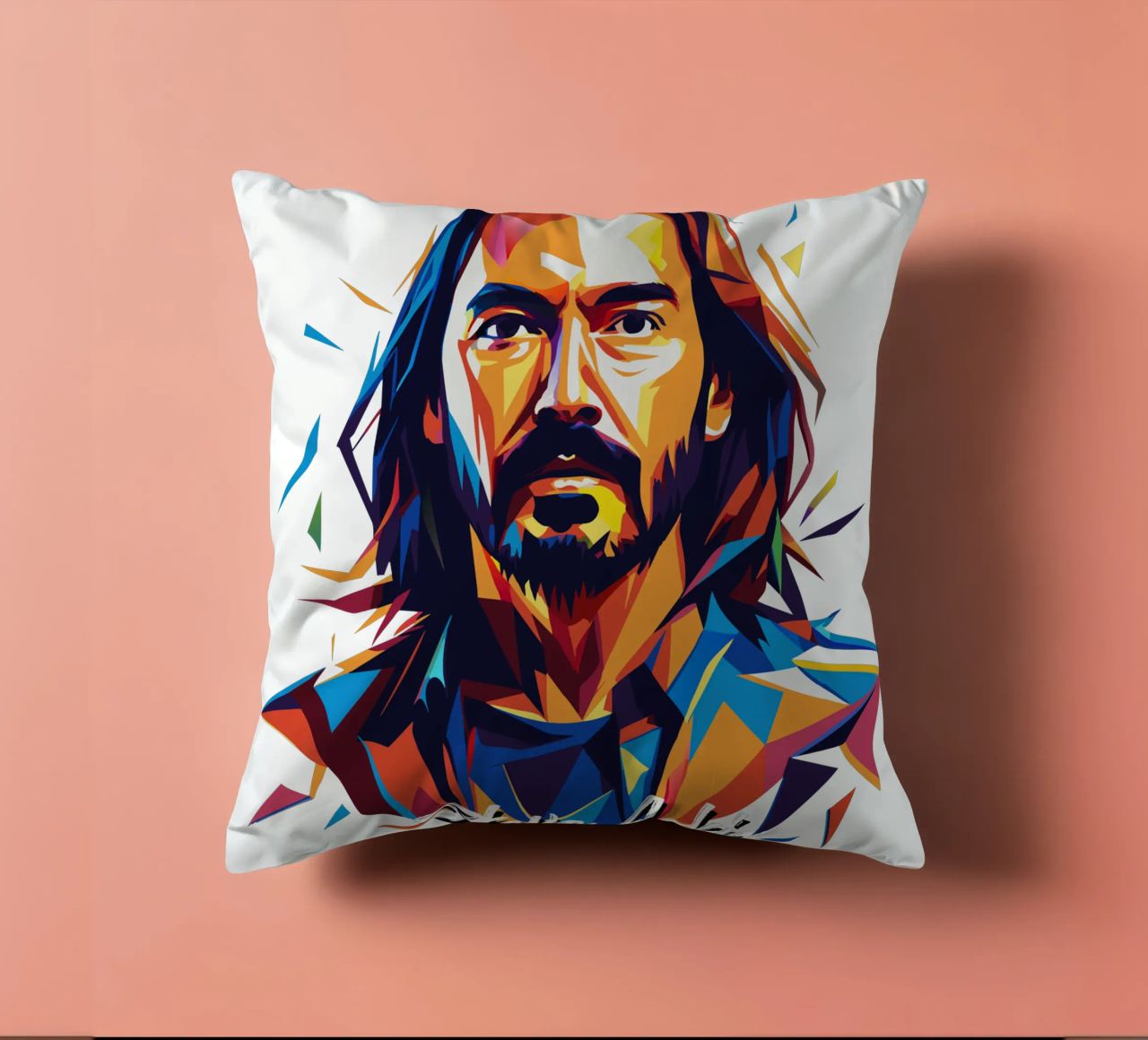 Ritratto pop art di Steve Aoki cuscino da vectorartnesia