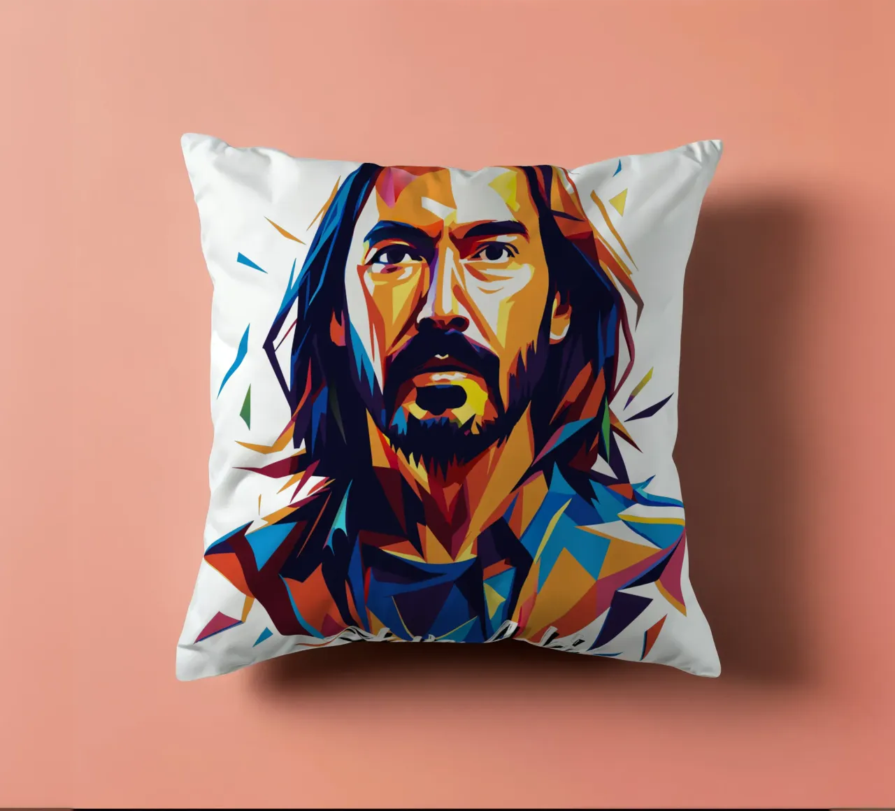 Steve Aoki Pop Art Portrait decorative cushion by vectorartnesia