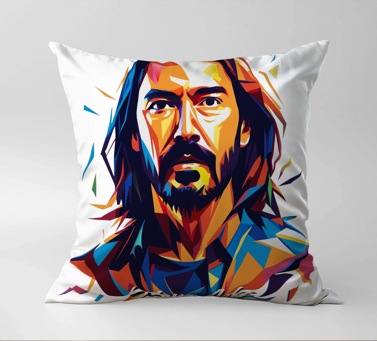 Ritratto pop art di Steve Aoki cuscino da vectorartnesia