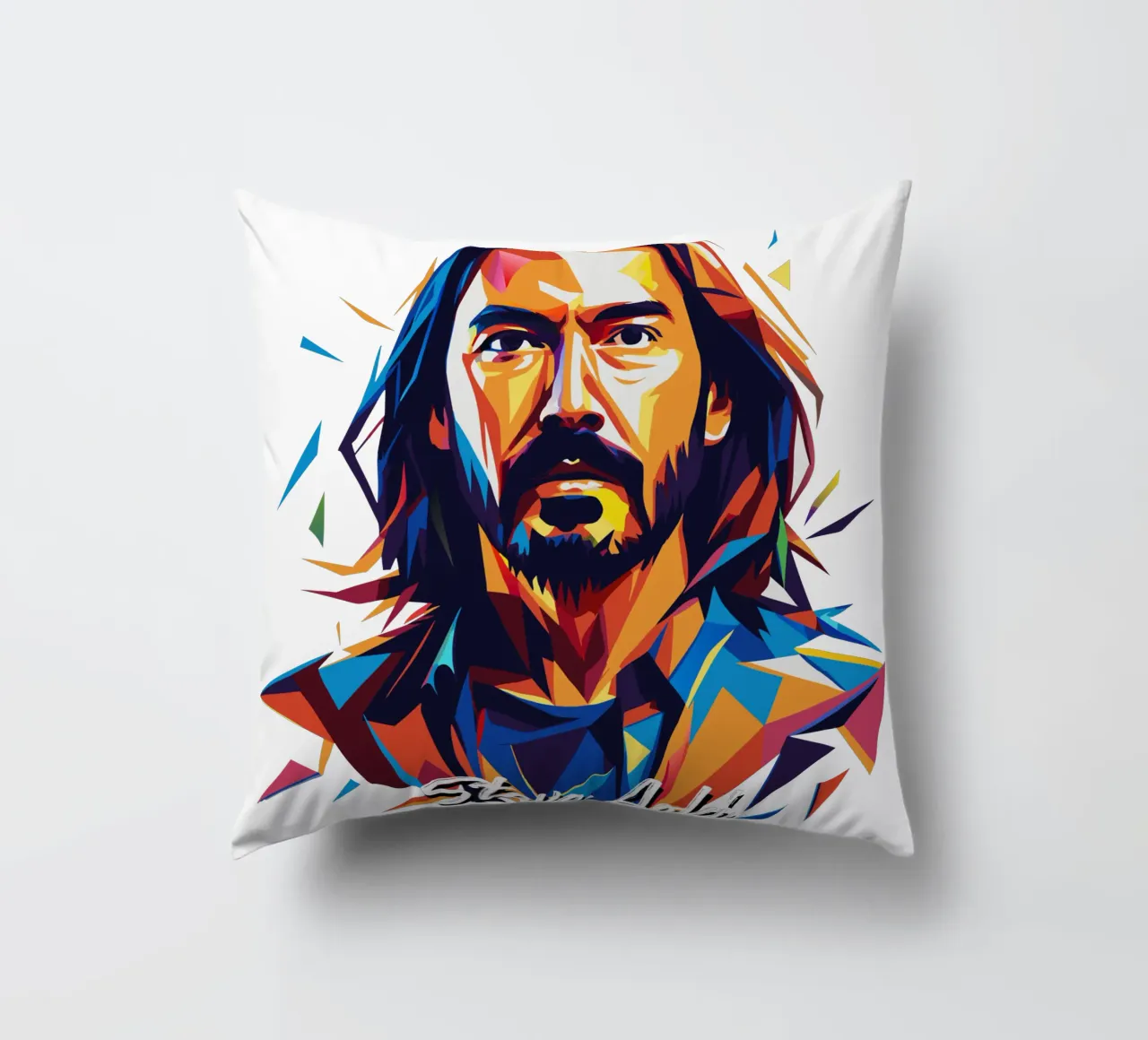 Steve Aoki Pop Art Portrait decorative cushion by vectorartnesia