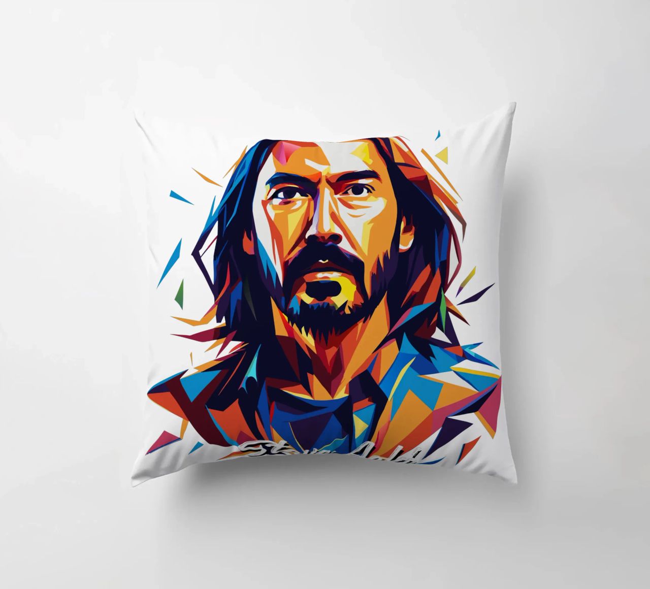 Ritratto pop art di Steve Aoki cuscino da vectorartnesia