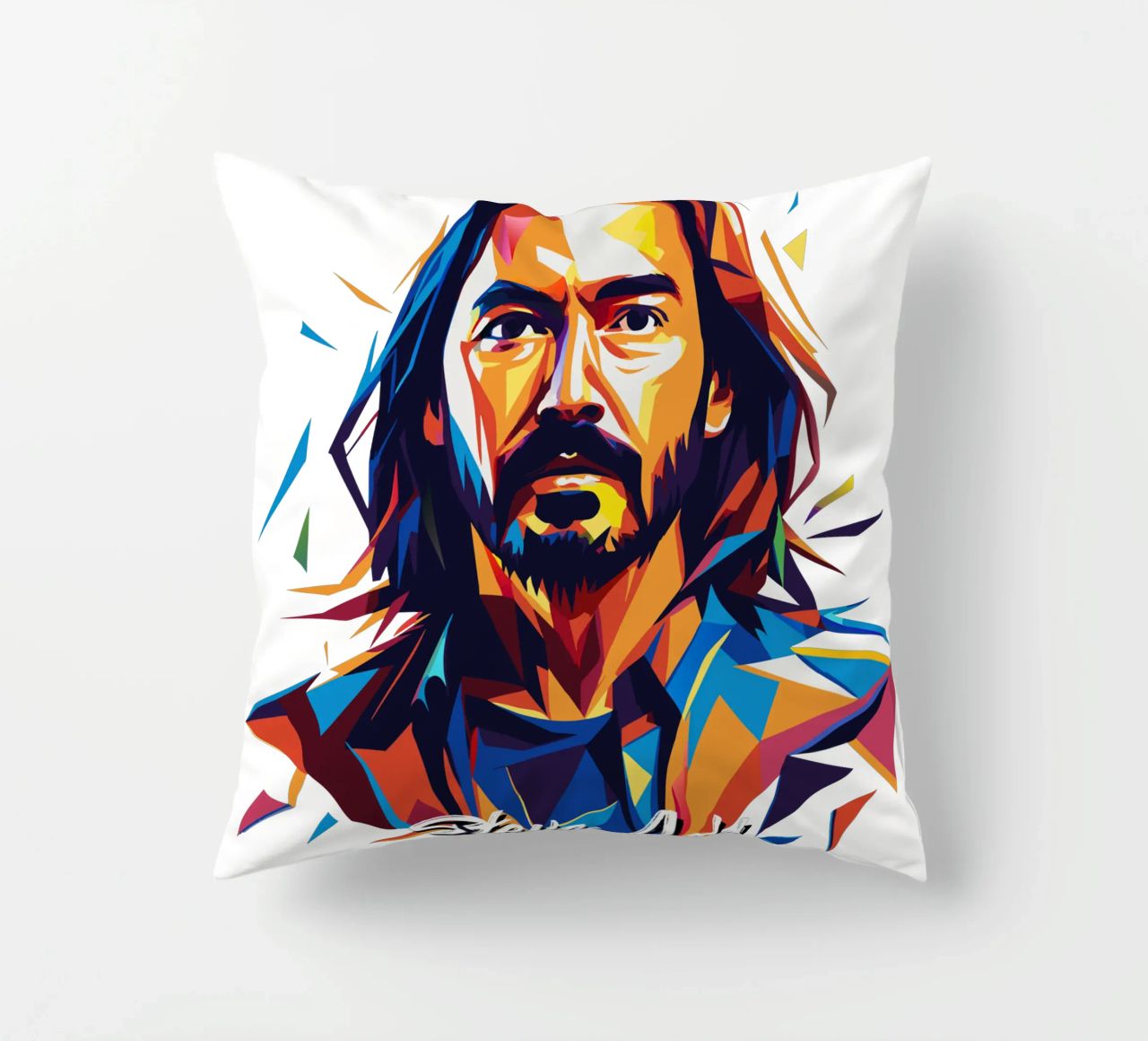 Ritratto pop art di Steve Aoki cuscino da vectorartnesia