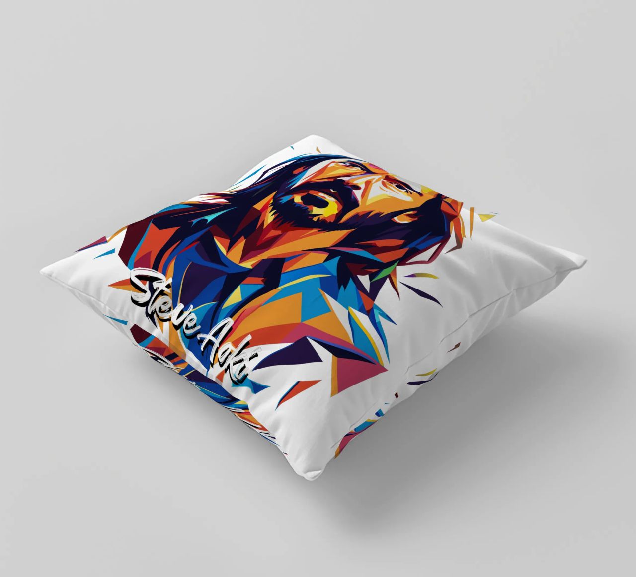 Ritratto pop art di Steve Aoki cuscino da vectorartnesia