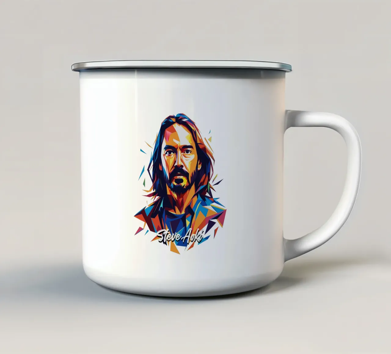 Portrait Pop Art de Steve Aoki mug en émail de vectorartnesia