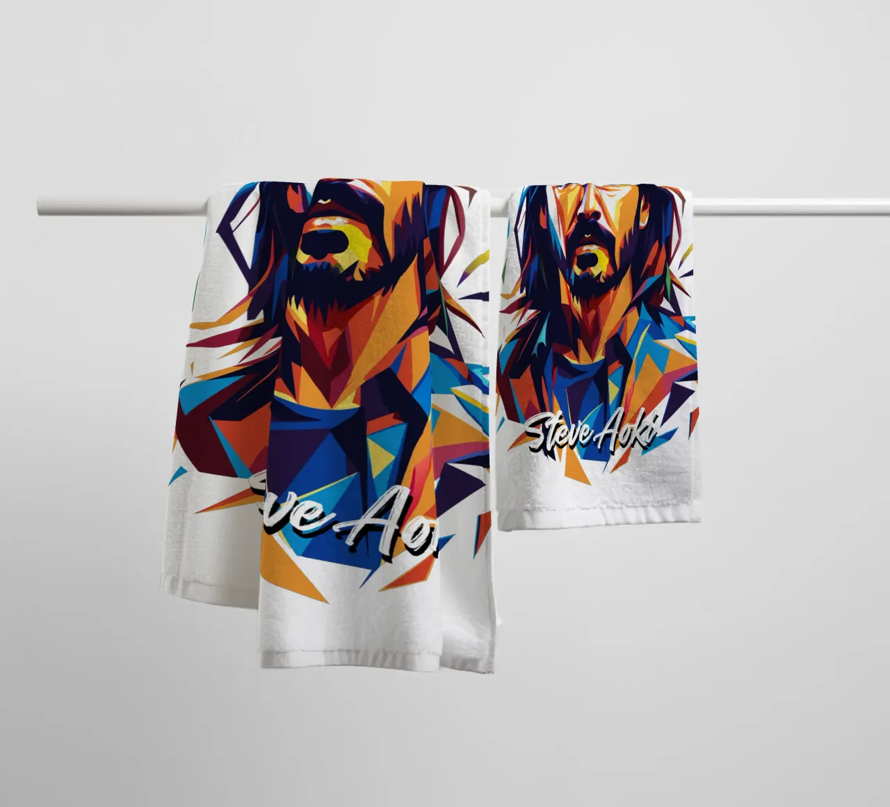 Retrato Pop Art de Steve Aoki toalla de baño de vectorartnesia