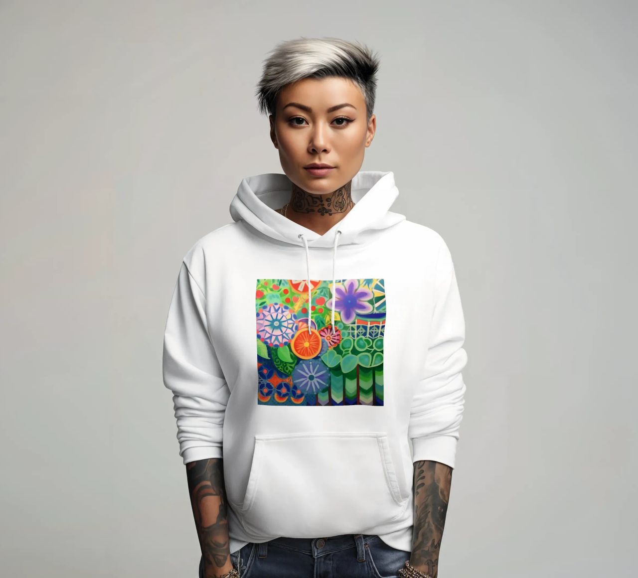 Un'esplosione di fiori colorati felpa con cappuccio da Carinaprint