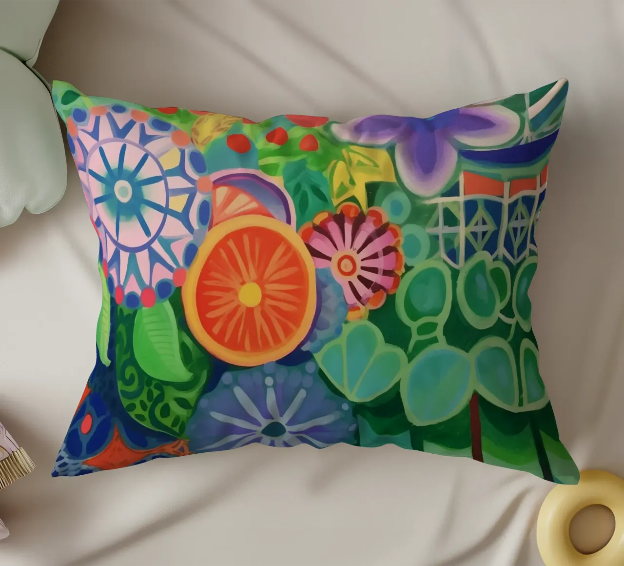 Un'esplosione di fiori colorati cuscino da Carinaprint