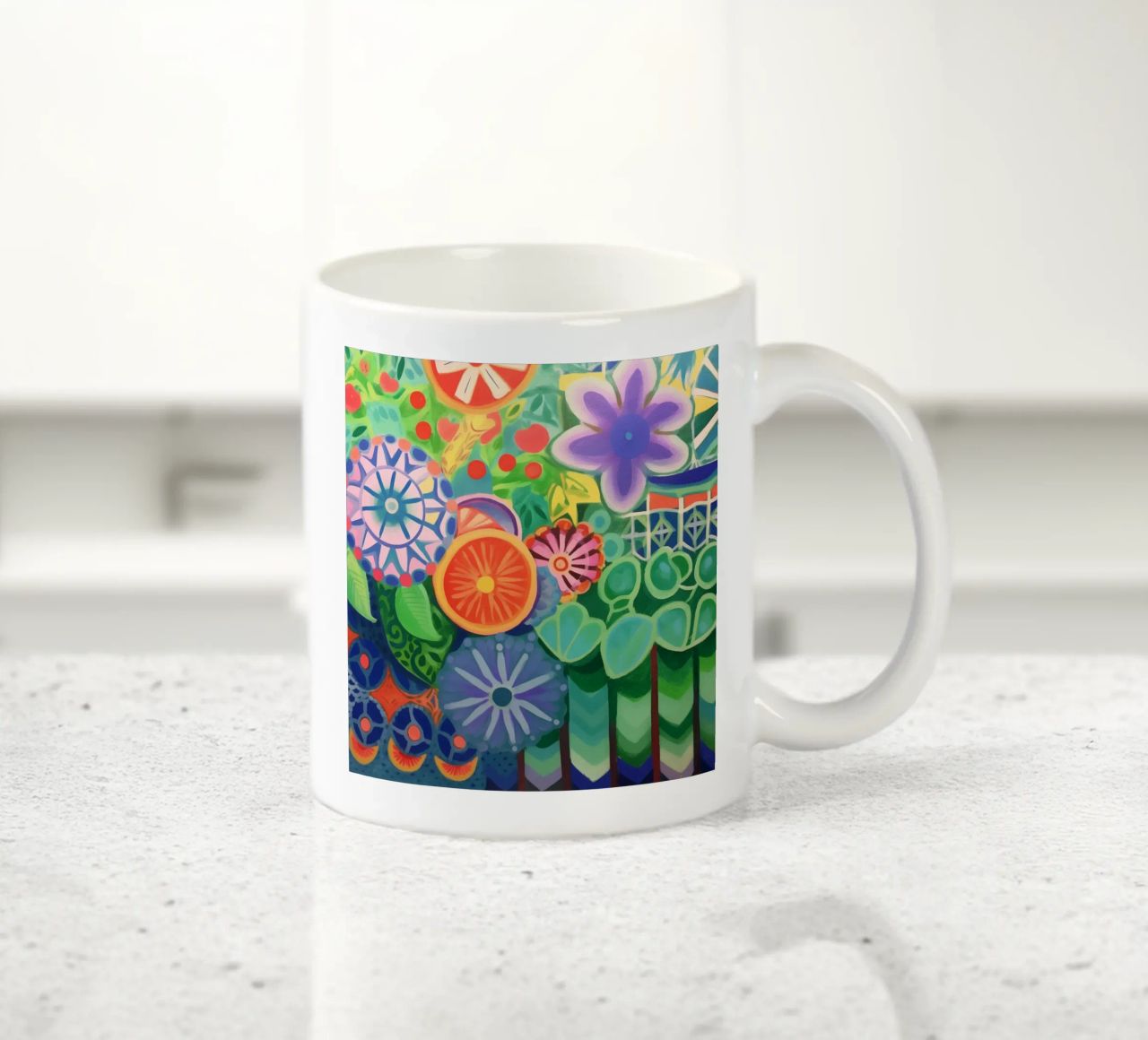 Un'esplosione di fiori colorati tazza in ceramica da Carinaprint