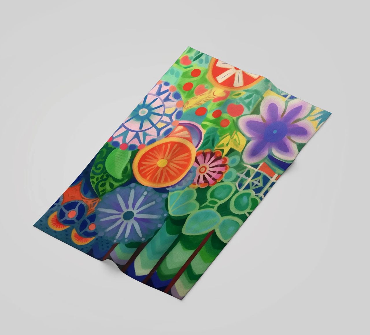 Un'esplosione di fiori colorati telo mare da Carinaprint