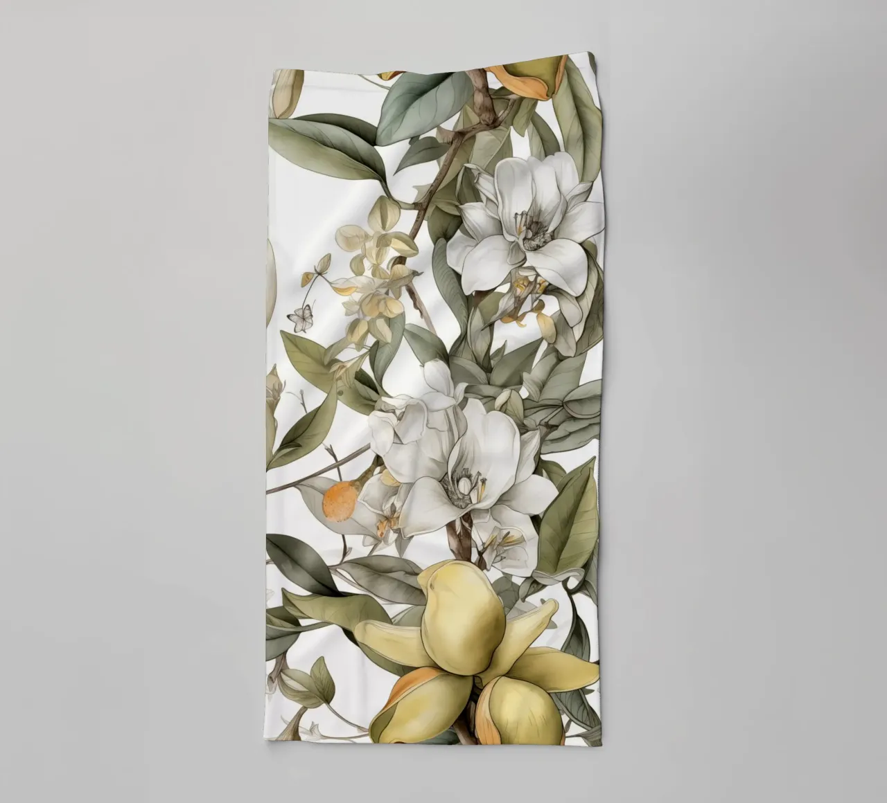 Zitronen Blumen Natur Kunst Handtuch von Justyna Jaszke JBJart