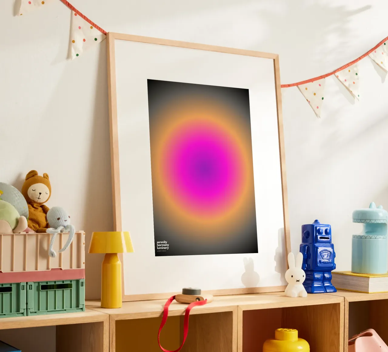 Radiant Harmony poster with wooden frame by RS LAB STUDIO