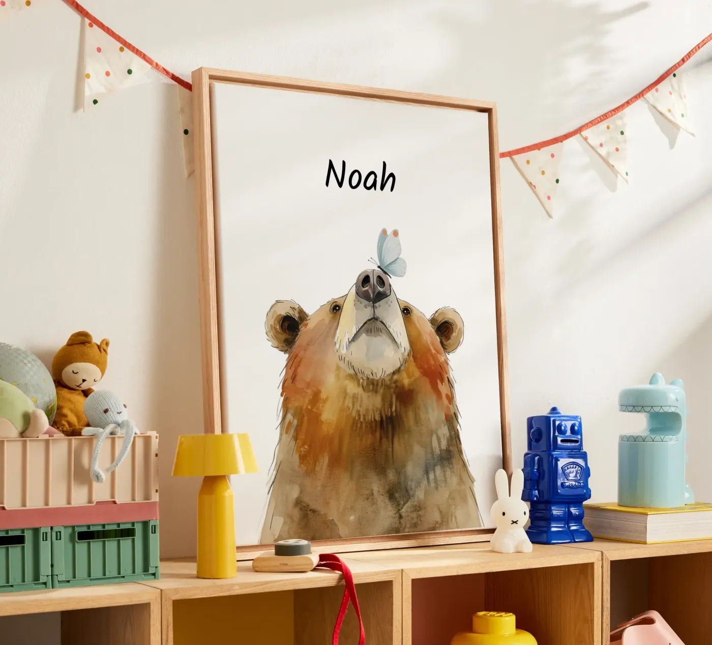 Orso con farfalla tela da Klitzeklein