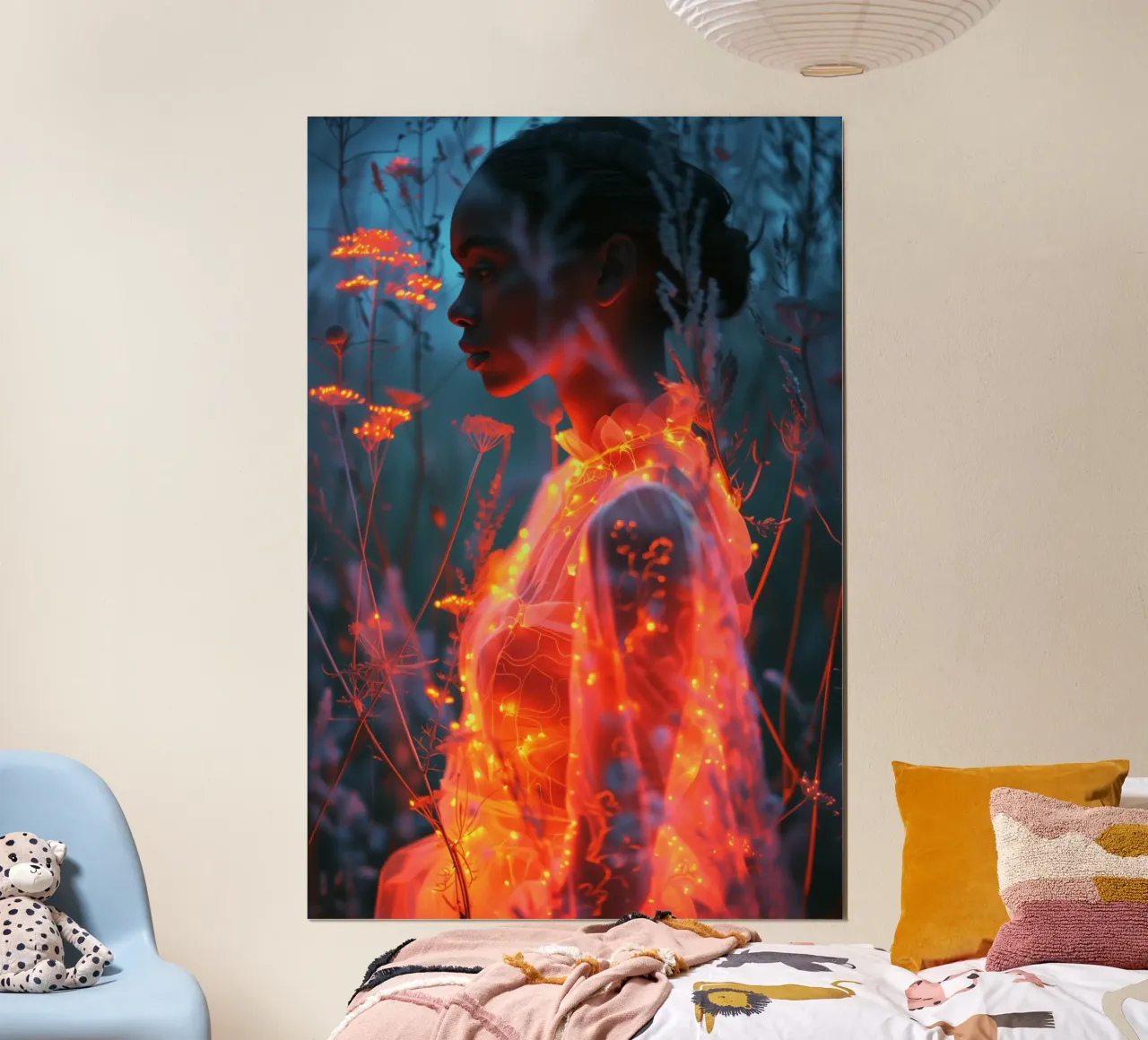 Caravagio's Bruid | Magisch realisme ontmoet neon romantiek poster van Autofocus
