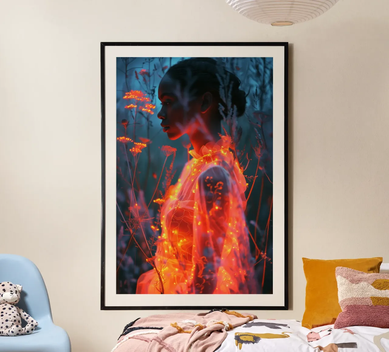 Caravagio's Bruid | Magisch realisme ontmoet neon romantiek poster van Autofocus
