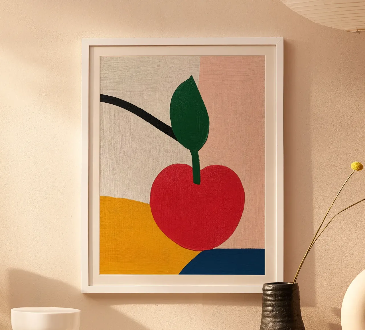 Geometric cherry poster by Pop and Fruits - Affiches & posters
