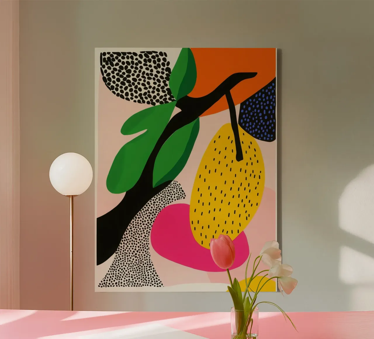 Citroen Pop Art canvas met Baklijst van Pop and Fruits - Affiches & posters